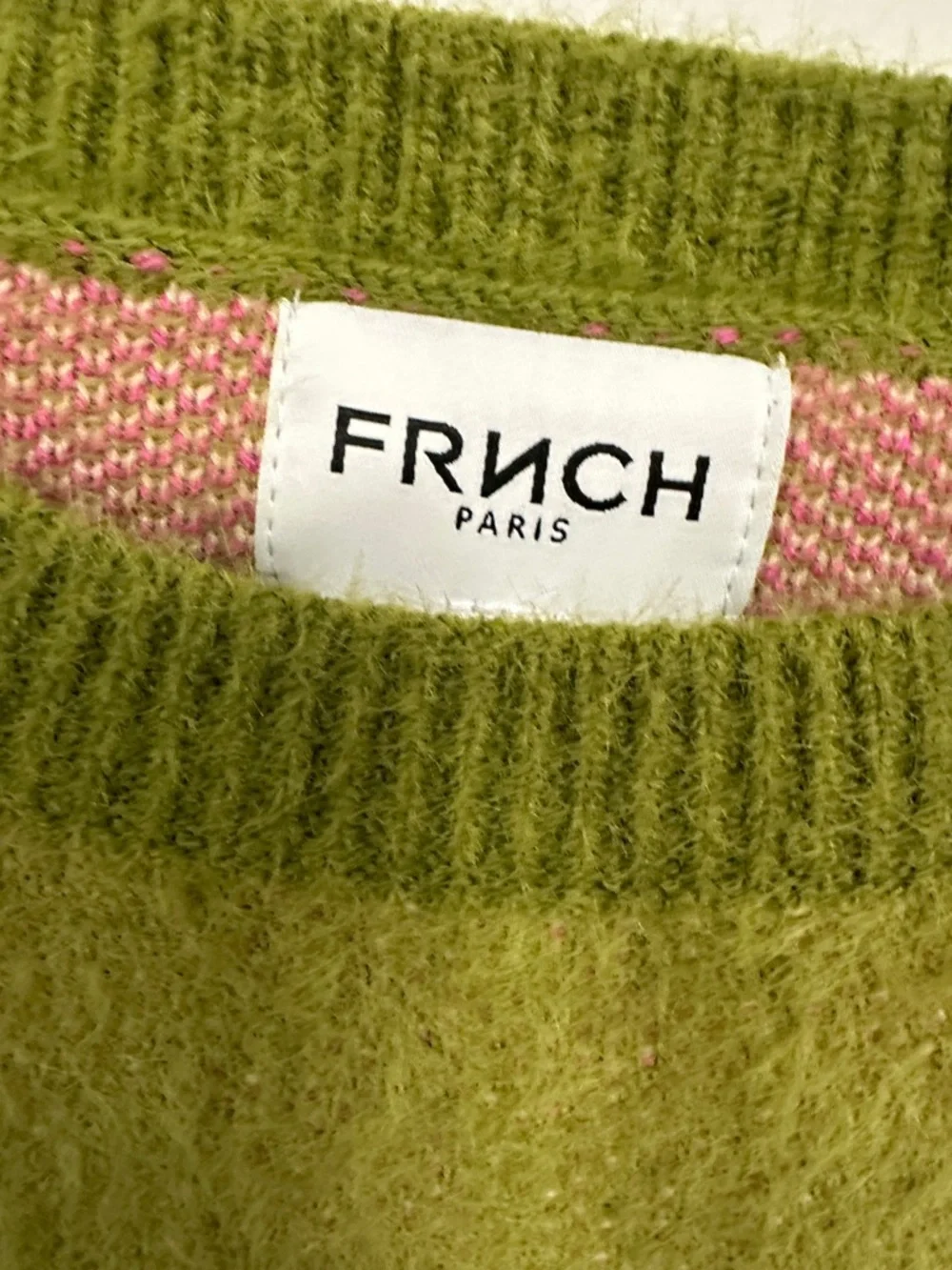 Olive Green Floral Crewneck Sweater with Pink Accents - Picture 5 of 6